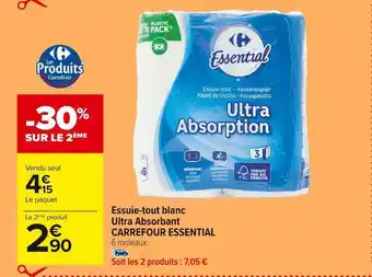 Carrefour Market Carrefour essential essuie-tout blanc ultra absorbant offre