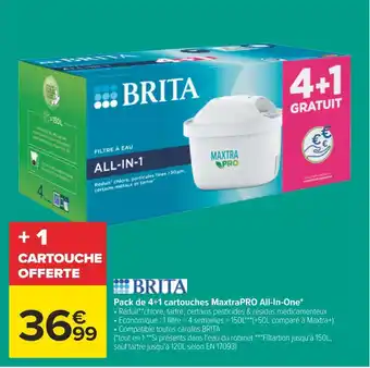 Carrefour Brita pack de 4+1 cartouches maxtrapro all-in-one* offre