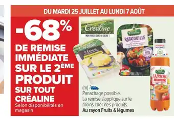 Carrefour Créaline -68% de remise immédiate sur le 2ème produit sur tout créaline offre