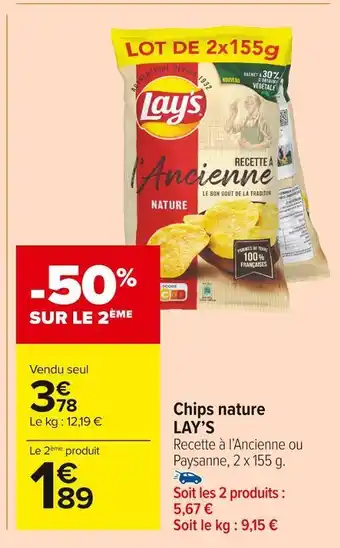 Carrefour Market Lay’s chips nature offre