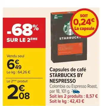 Carrefour Starbucks by nespresso capsules de café offre