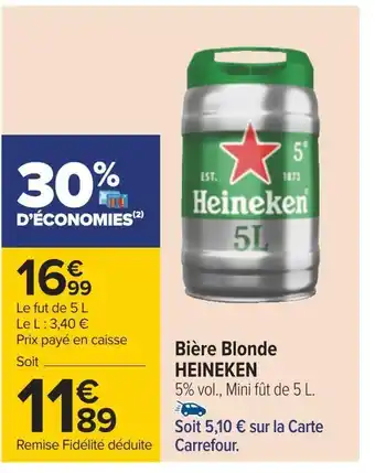 Carrefour Heineken bière blonde offre