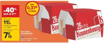 Carrefour Kronenbourg bière blonde offre