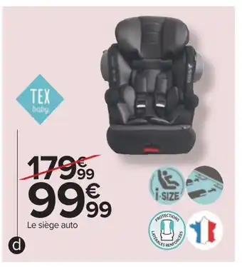 Carrefour Tex baby siege auto i size de 76 à 140 cm offre
