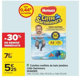 Carrefour Huggies culottes maillots de bain jetables little swimmers offre