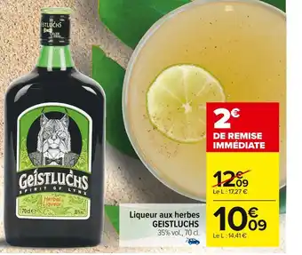 Carrefour Market Geistluchs liqueur aux herbes offre