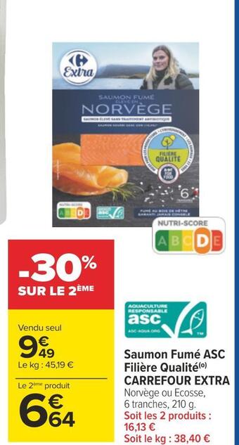 Carrefour Carrefour extra saumon fumé asc filière qualité offre