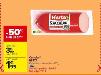 Carrefour Market Herta cervelas offre