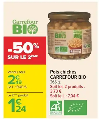 Carrefour Carrefour bio pois chiches offre