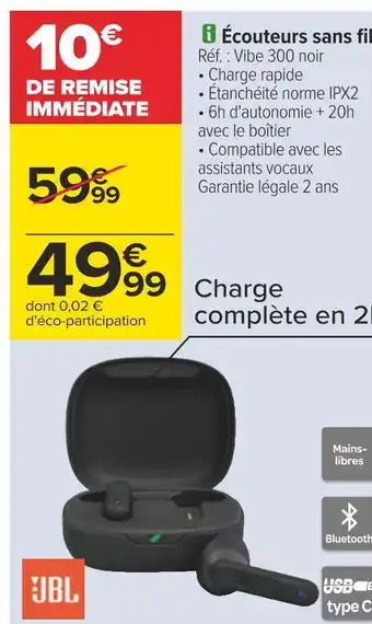 Carrefour Jbl écouteurs sans fil offre