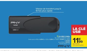 Carrefour Pny clé usb 3.1 64go offre