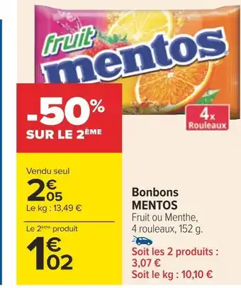 Carrefour Mentos bonbons offre