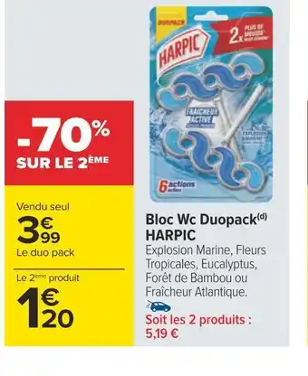 Carrefour Harpic bloc wc duopack offre