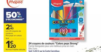 Carrefour Maped 24 crayons de couleurs colors peps strong offre