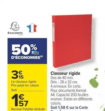 Carrefour Exacompta classeur rigide offre