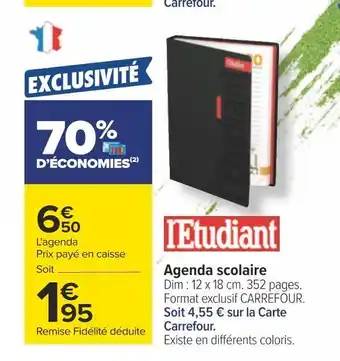 Carrefour L'etudiant agenda scolaire offre