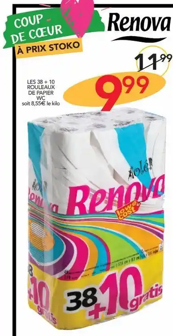Stokomani Les 38 + 10 rouleaux de papier wc offre