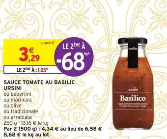 Intermarché SAUCE TOMATE AU BASILIC URSINI offre