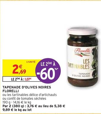 Intermarché TAPENADE D'OLIVES NOIRES FLORELLI offre