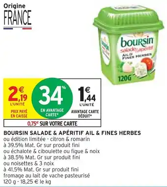 Intermarché BOURSIN SALADE & APÉRITIF AIL & FINES HERBES offre