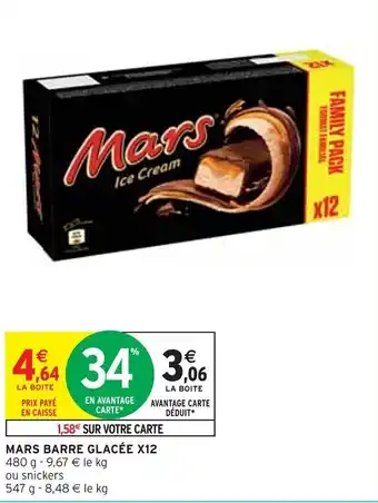 Intermarché MARS BARRE GLACÉE X12 offre