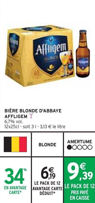 Intermarché BIÈRE BLONDE D'ABBAYE AFFLIGEM offre