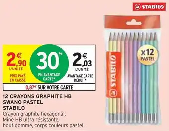 12 CRAYONS GRAPHITE HB SWANO PASTEL STABILO