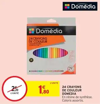 Intermarché 24 CRAYONS DE COULEUR DOMEDIA offre