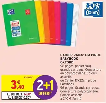 Intermarché CAHIER 24X32 CM PIQUE EASYBOOK OXFORD offre