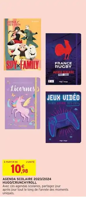 AGENDA SCOLAIRE 2023/2024 HUGO/CRUNCHYROLL
