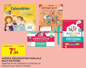 AGENDA ORGANISATION FAMILIALE MULTI EDITEURS