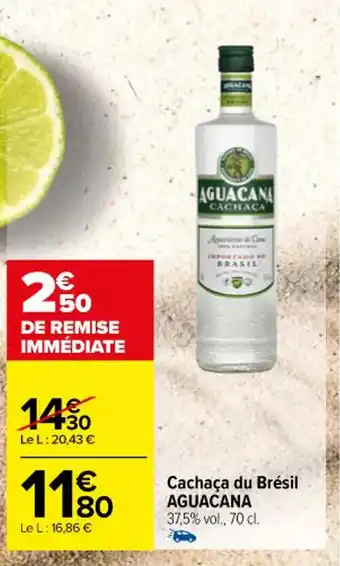 Cachaça du Brésil AGUACANA 37,5% vol., 70 cl.