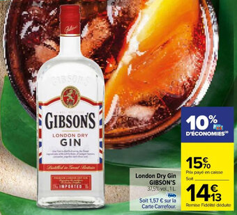 Carrefour London Dry Gin GIBSON'S offre