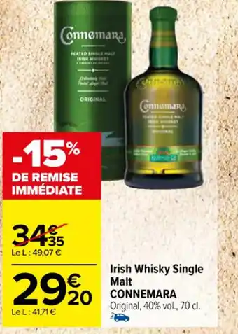 Carrefour Irish Whisky Single Malt CONNEMARA offre