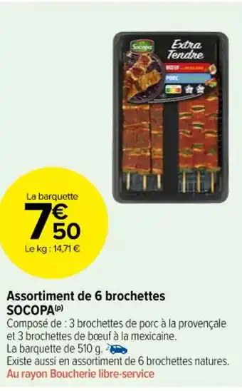 Carrefour Assortiment de 6 brochettes SOCOPA(P) offre
