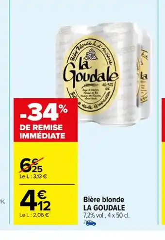 Carrefour Bière blonde LA GOUDALE 7,2% vol., 4 x 50 cl. offre
