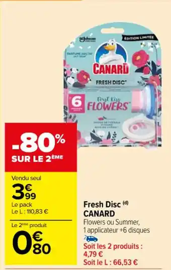 Carrefour Fresh Disc (d) CANARD Flowers ou Summer, offre