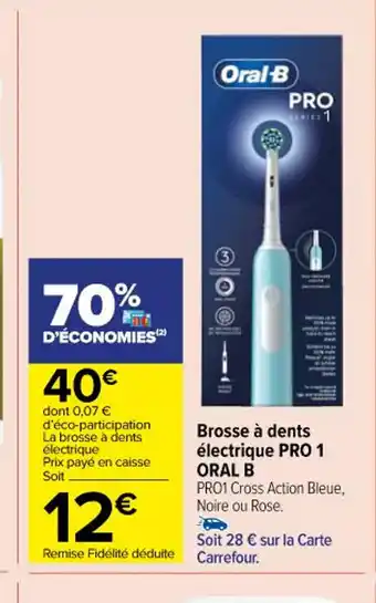 Carrefour Brosse à dents électrique PRO 1 offre