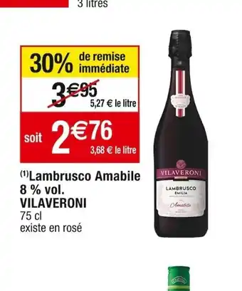 Cora x Carrefour (1) Lambrusco Amabile 8 % vol. VILAVERONI 75 cl offre