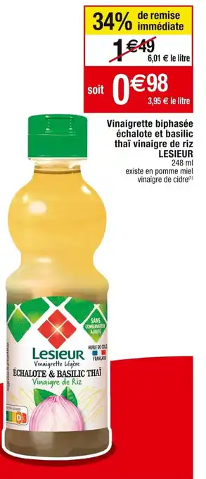 Cora x Carrefour Vinaigrette biphasée échalote et basilic thaï vinaigre de riz LESIEUR 248 ml offre