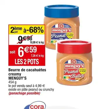 Cora x Carrefour Beurre de cacahuètes creamy MENGUY'S offre