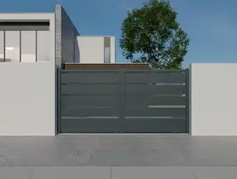 Brico Dépôt Portail coulissant aluminium leccio gris - l. 3,25 m offre