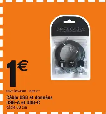 Cora x Carrefour Câble usb et données usb-a et usb-c offre