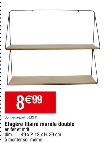 Etagère filaire murale double