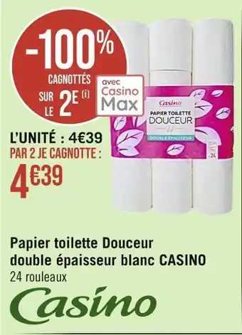 Casino Supermarchés Casino papier toilette douceur double épaisseur blanc offre