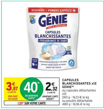 Intermarché Genie capsules blanchissantes x12(b) offre