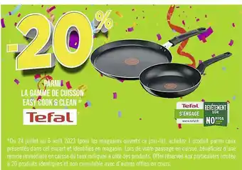 Tefal -20% parmi la gamme de cuisson easy cook & clean