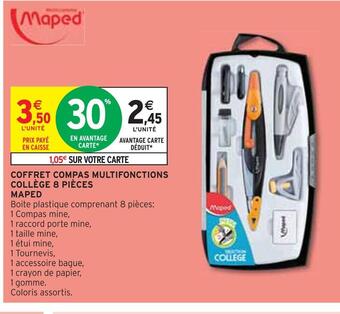 Intermarché Maped coffret compas multifonctions collège 8 pièces offre