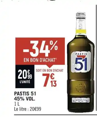 Petit Casino Pastis 51 pastis 51 45% vol. offre
