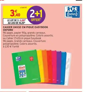 Intermarché Oxford cahier 24x32 cm pique easybook offre